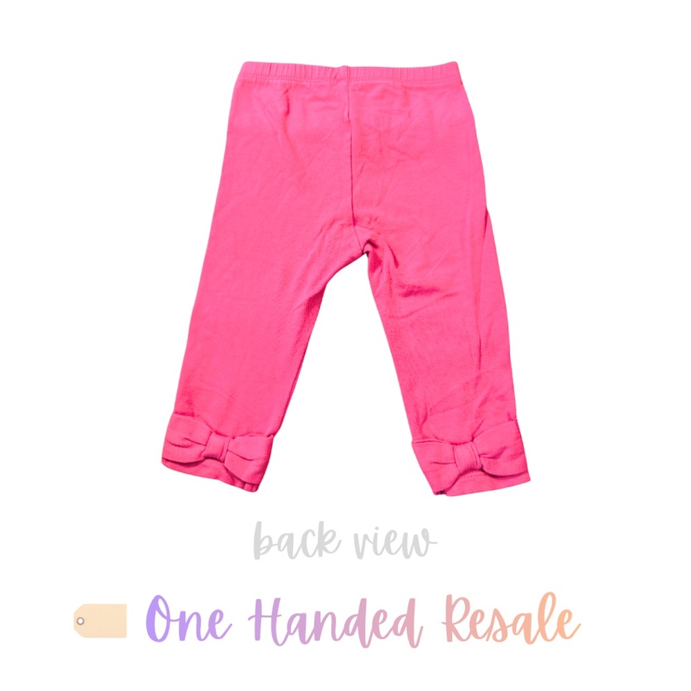 🎀 GAP Kids Hot Pink Leggings Pants w/ Bows on Back Bottom of Legs 6-12 M
